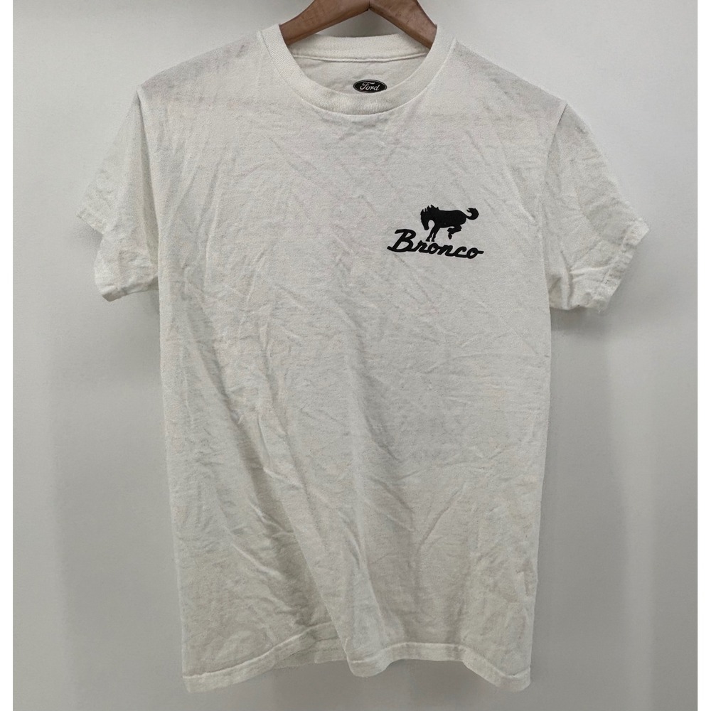 Ford Bronco T-Shirt Women's Small White Graphic Print Advertising Print On Back